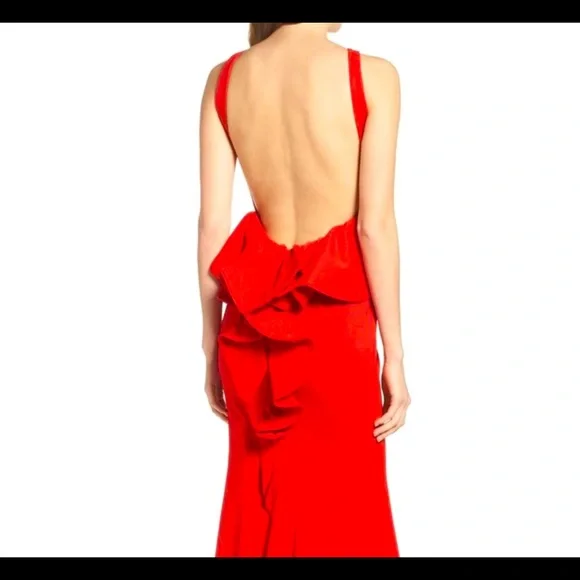 strapless open back dress 80s Red low cross back dress with full circle skirt – S — Pop Boutique  Online main image 1